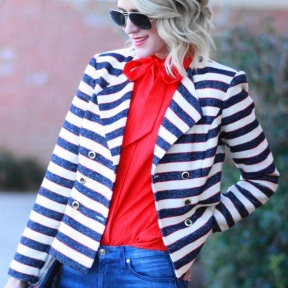 CAbi 5094 Striped Cruise Nautical Blazer Jacket Size 4